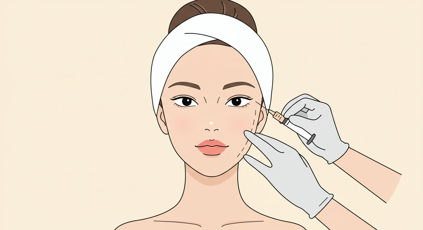 Comparison showing reduction of forehead wrinkles after Botox treatment.