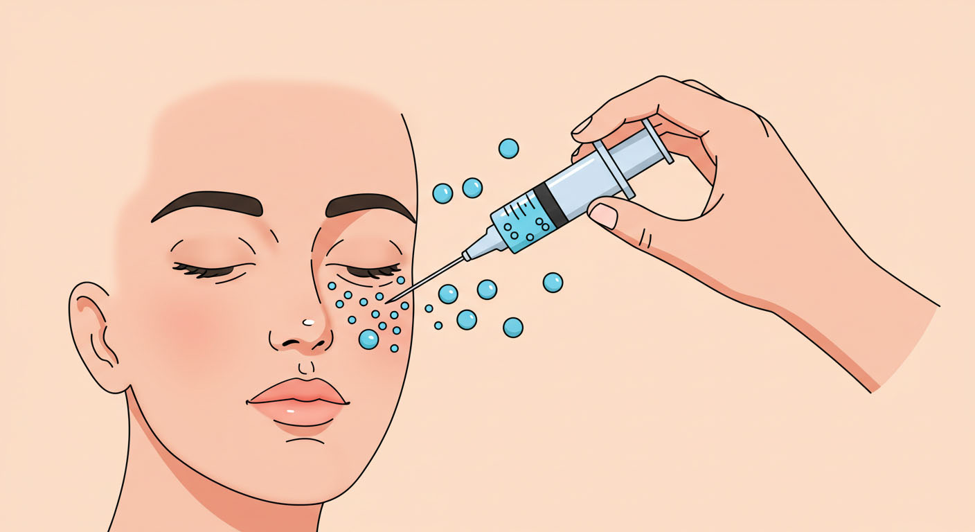 Diagram illustrating how polynucleotides stimulate collagen production in the skin.